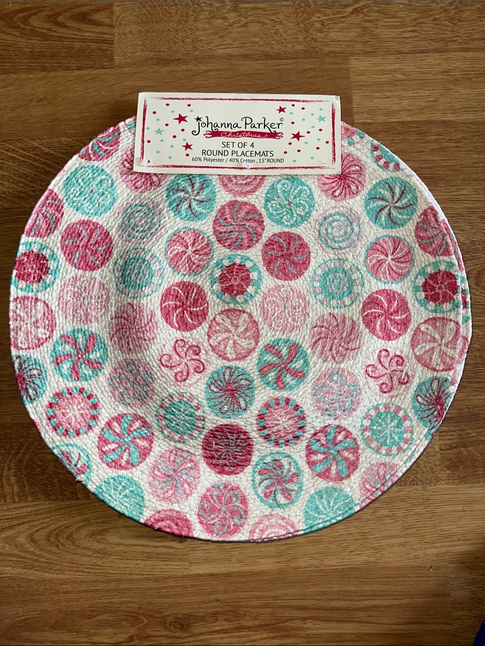 🍭 BRAND NEW 🍭 Johanna Parker Christmas Candy Placemats Set Of 4 Round